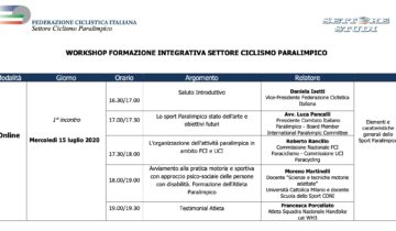 Incontri formativi attività Paralimpica: domani il 1° incontro