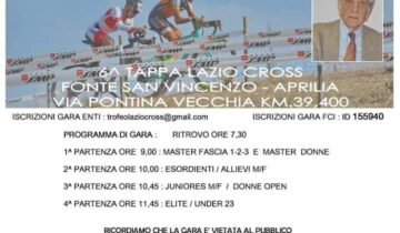 Domenica 22 novembre grande ciclocross ad Aprilia